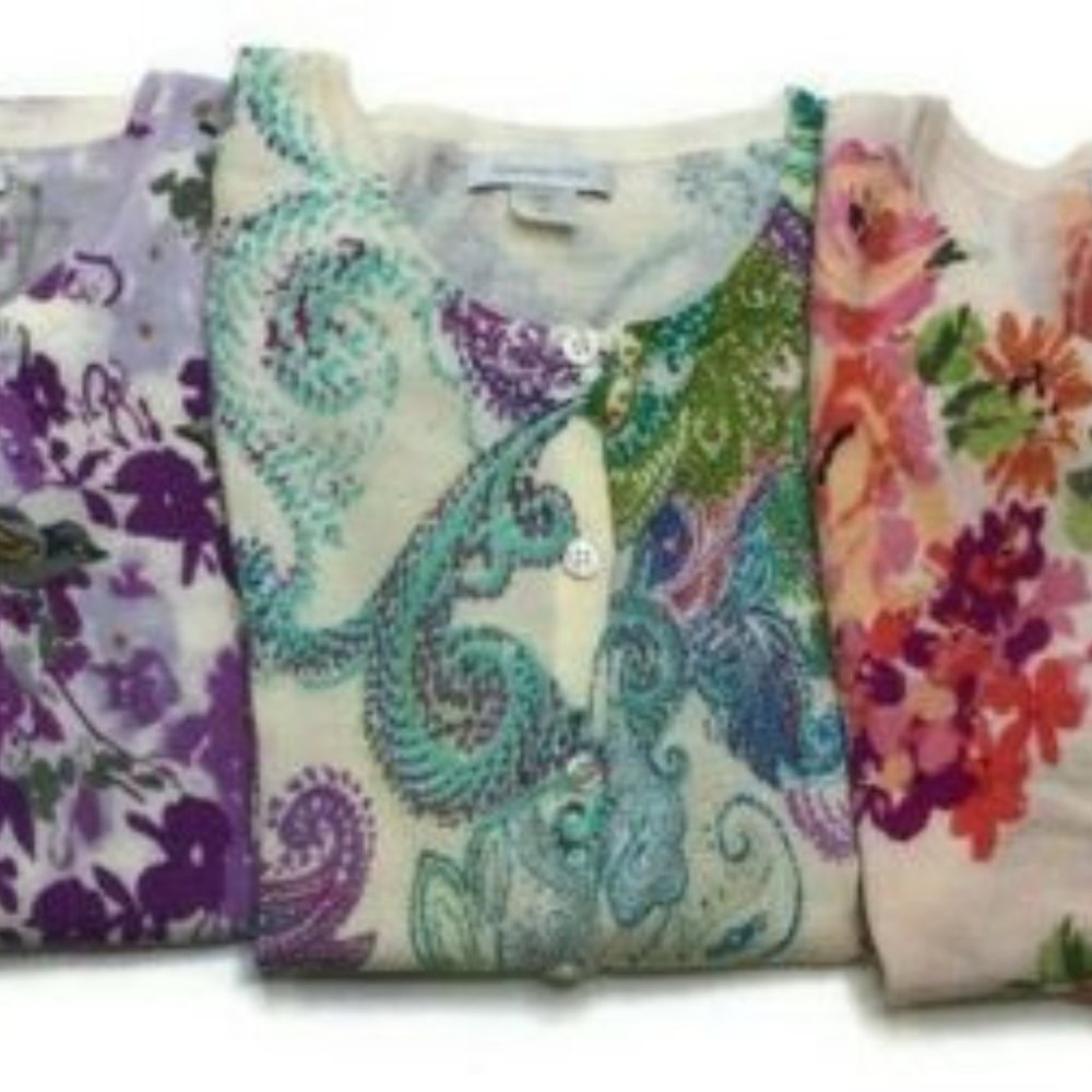 Lot of 3 Garnet Hill Wool Cardigan 3/4 Sleeve